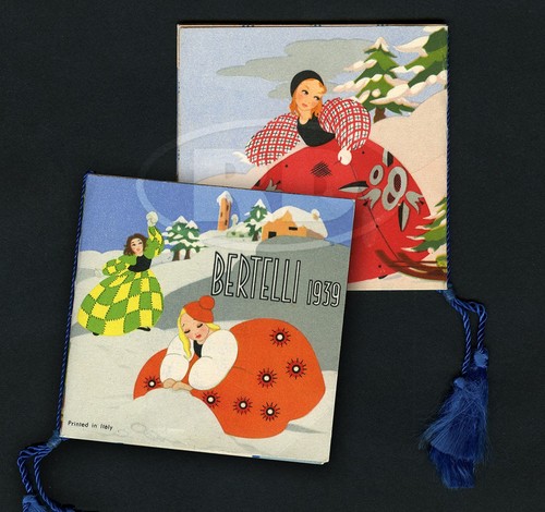 1939 Bertelli Perfume Italy Pocket Calendar Lenci Doll Inspired Illustrations