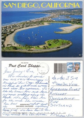 x03372 Mission Bay San Diego Kalifornien USA Postkarte 1999 Briefmarke