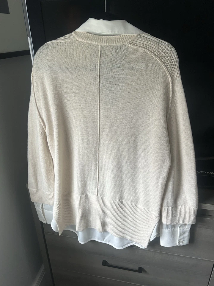 Suéter Brochu Walker M de cachemir blanco roto con base de seda Foto 4 de 4