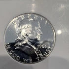 Franklin 1961 Proof Uncirculated Silver Half Dollar 50C Coin