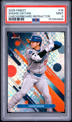 2025 TOPPS FINEST CHECKERBOARD REFRACTOR #16 SHOHEI OHTANI PSA 9