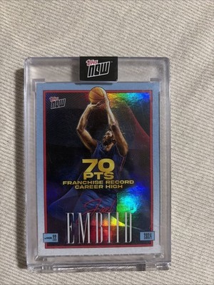 2023-24 Topps Now Joel Embiid 70 Point Game Centered Clean Blue COLORMATCH 76ers
