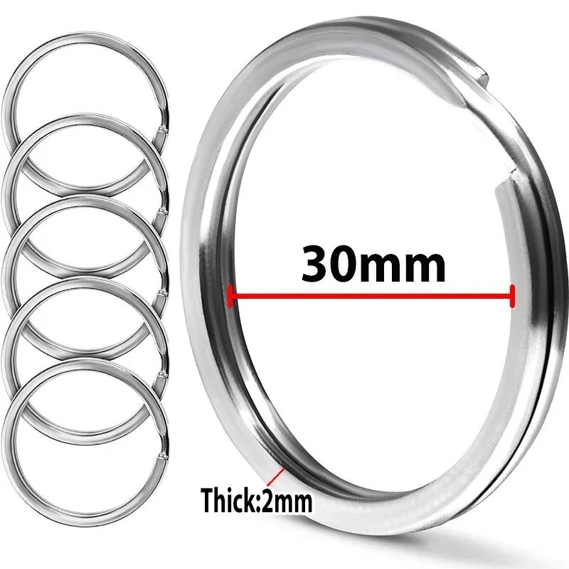 Stainless Steel 25-30mm Flat Key Rings Silver Key Chain Split Key Ring ...