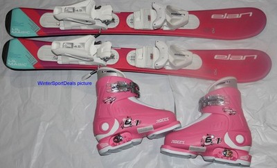 NEW 70cm kids Skis ELAN girls adjustable bindings + Roces size adjustable boots