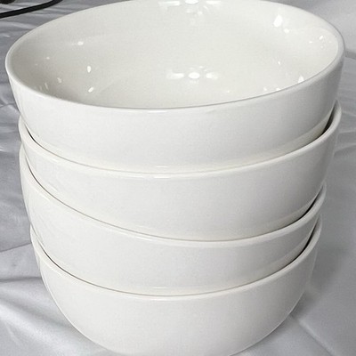 Malacasa White Porcelain Soup Cereal Bowls 6  Set of 4 minimalist Pasta Salad