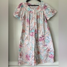 Miss Elaine Floral Snap-Front Duster House Dress Medium Cottagecore Grannycore