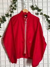 Vintage Made In The USA Red Nylon Zip Bomber Jacket Scooter Mod Sz Large L