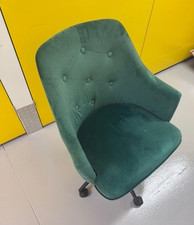 Dark Green Velvet Operator/Task Chair Swivel Wheels Padded Seat Height Adj