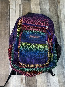 Jansport Rainbow Zebra Leopard Cheetah Animal Print Student Backpack Y2K Sack