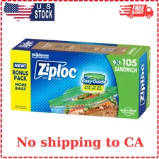 Ziploc Sandwich and Snack Bags with EasyGuide Texture, 105 Bags Total
