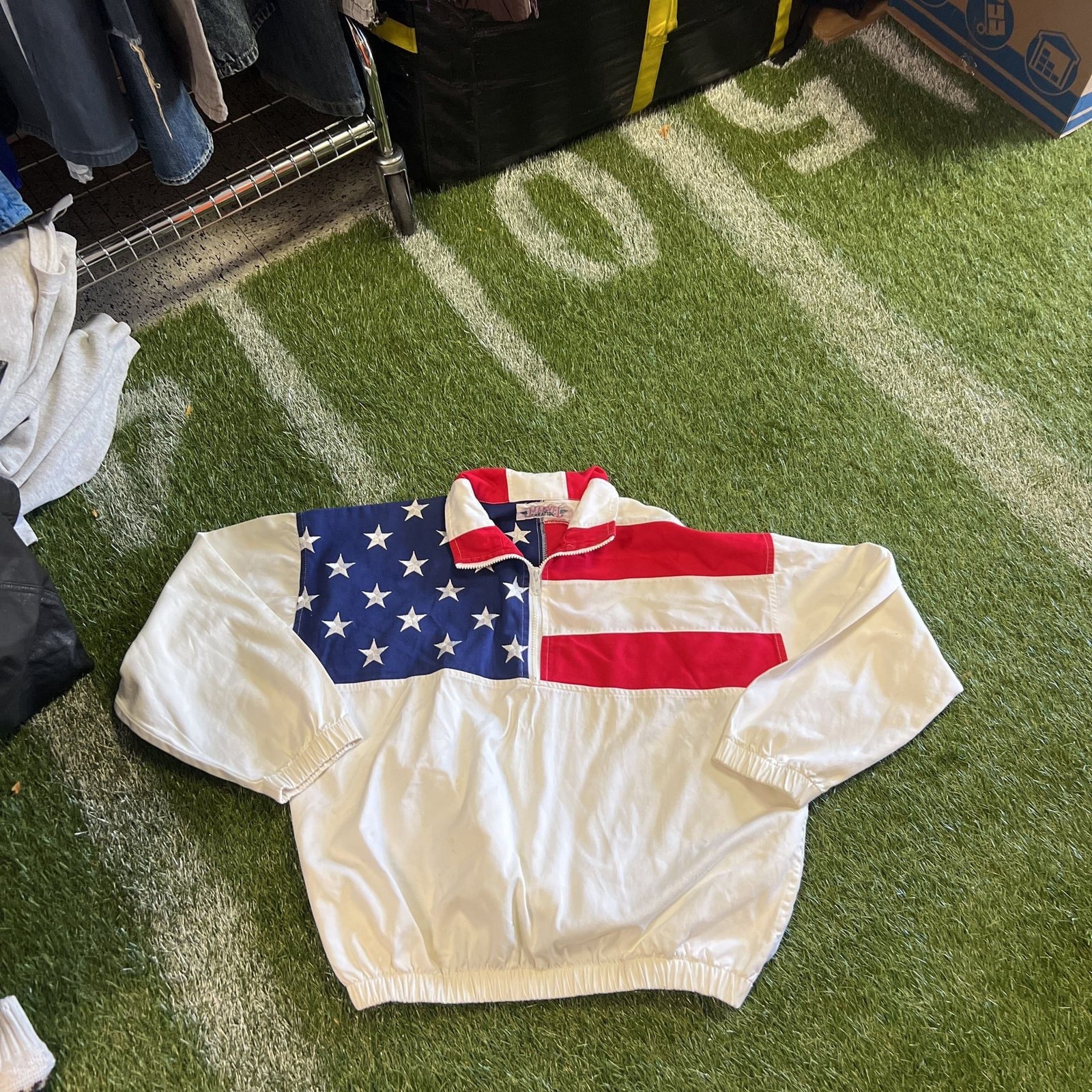 Vintage American Flag Pullover Jacket Windbreaker - image 1