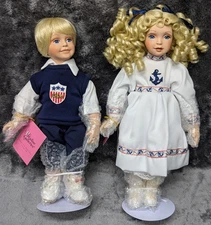 1998, Paradise Galleries, Porcelain Dolls. Friends Forever Micheal & Mary, NIB