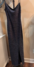 Popular 21 Formal Black Strap Sparkle Maxi Dress Size Small Slim Fit NEW NWT