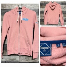 Superdry Full Zip Hoodie Sweatshirt Women  s 4 Pink Fleece Pockets Casual