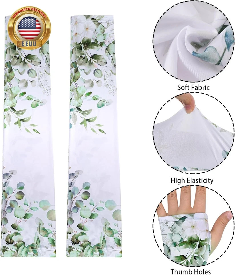 Cooling Gardening Sleeves for Women Leafs Floral Sun Protection Arm Covers Thorn