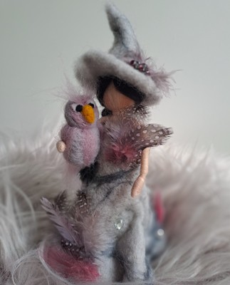 Weihnachten,Filz,Püppchen, Filzfigur, Handarbeit, im Rahmen, Zauberin, ca.17cm