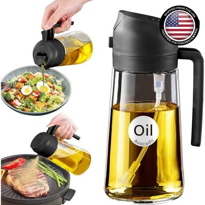 16oz Glass Olive Oil Sprayer with Lockable Lid   Ultimate Kitchen Tool for Chefs