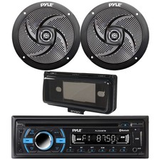 Pyle PLCD43BTM Marine Bluetooth CD Radio, 2x 4" 100W Speakers, Cover Black 