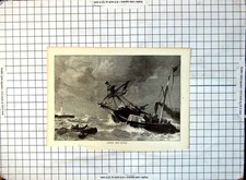 Old After The Storm Sailing Ship Listing Rowing Boat Steam Tug Sea 286G