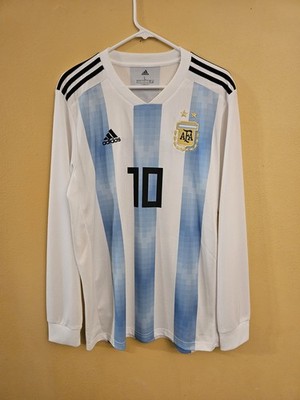 2018 Adidas Argentina Home Jersey Messi #10 Size L World Cup Long