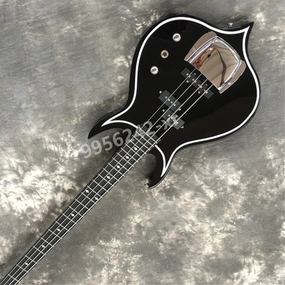 4 String Gene Simmons Electric Bass Guitar Black Basswood Body Chrome Hardware