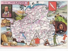 CPSM CARTE GEOGRAPHIQUE DEPARTEMENT HAUTE SAVOIE Edt Blondel La Rougery