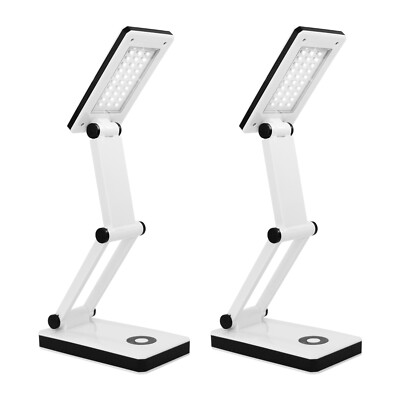 2 Stk Dimmbare LED Schreibtischlampe Flexible USB Büroleuchte Batterie Leselicht