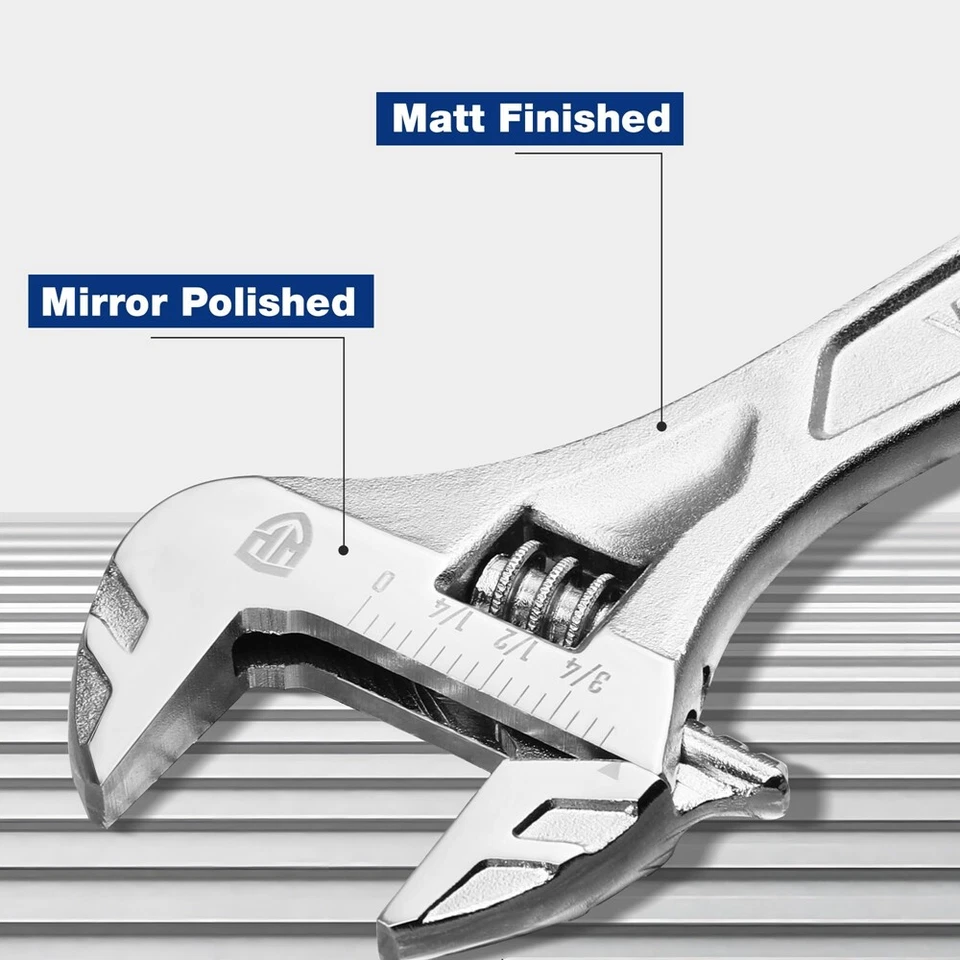 WORKPRO 2PCS Adjustable Wrench Set 6" 10" Wide Jaw Wrench Metric & SAE Scale USA - Image 2 of 4