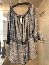 NWT Anthropologie Cloth  Stone Blue Tencel Romper Size M Retail 128 USA