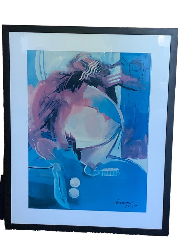 Hessam Abrishami Abstract Art Signed and Dated 29” X 36” Framed Vintage - Image 3 of 4