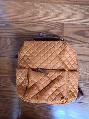 Tommy Bahama Quilted Burnt Orange Laptop Backpack Purse W/Small Soft Case 