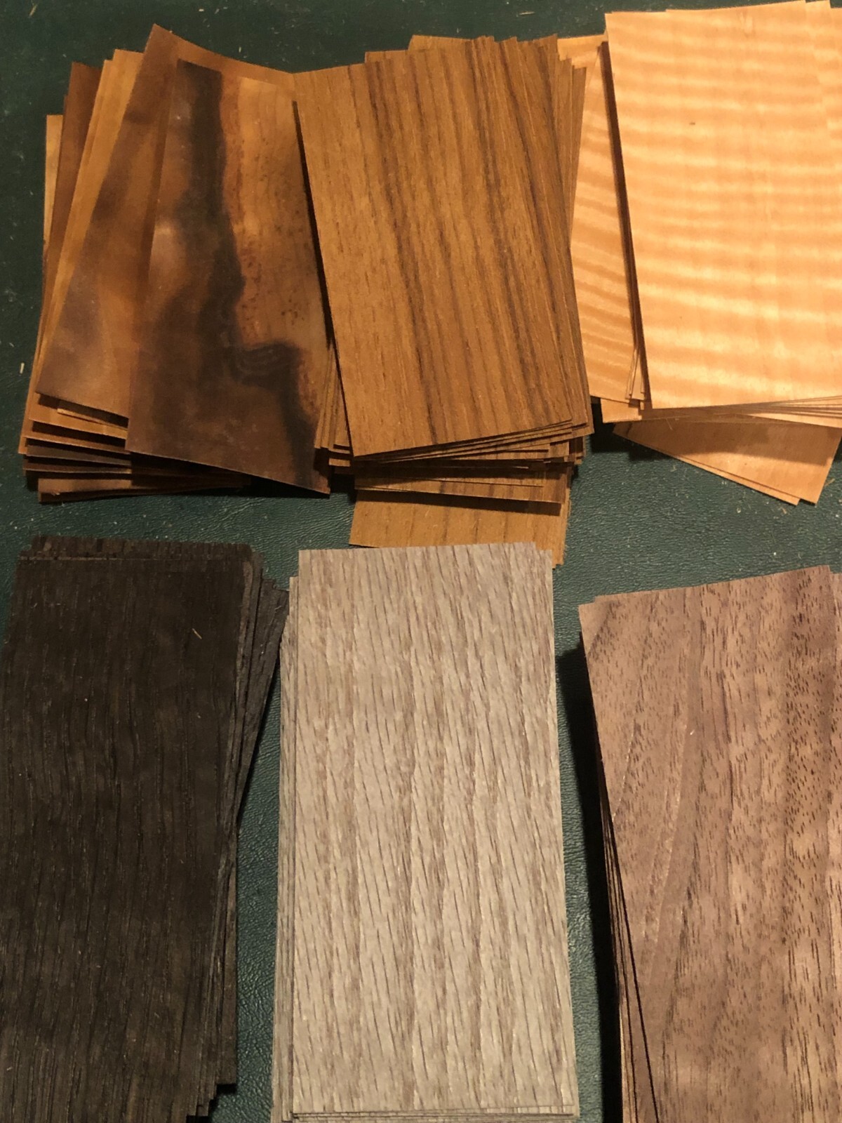 100 Piece Exotic Fingerboard Wood Veneer tech deck 4.5" x 2"  1/42" thickness