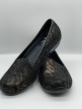 Dansko Women's Loafers Snake Print Slip On Black Gold 38 US 7