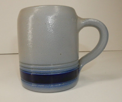 Gres D'alsace Signed Grey And Blue Pottery Mug Cup Stoneware