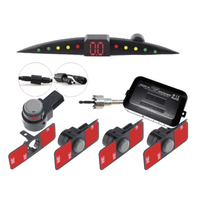 KIT 4 PARKSENSOREN LED DISPLAY SLIM UNSICHTBAR FUZION Grau