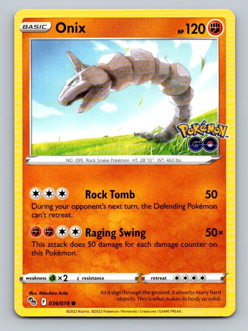 2022 Pokemon Card Pokémon GO Onix 36/78