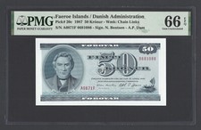 Faeroe Islands 50 Kronur 1987 P20c Uncirculated Grade 66
