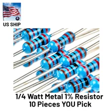 10x Metal Film Resistor 1/4 Watt 1%  | You Choose Value | US Ship