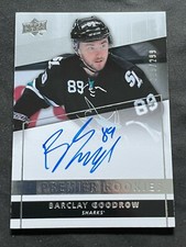 2014-15 UD Premier BARCLAY GOODROW #/299 Rookie Autographed Card, Sharks