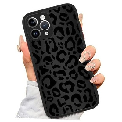 Compatible Case, Black Leopard Animal Skin Print Art Thin Soft for iPhone 14