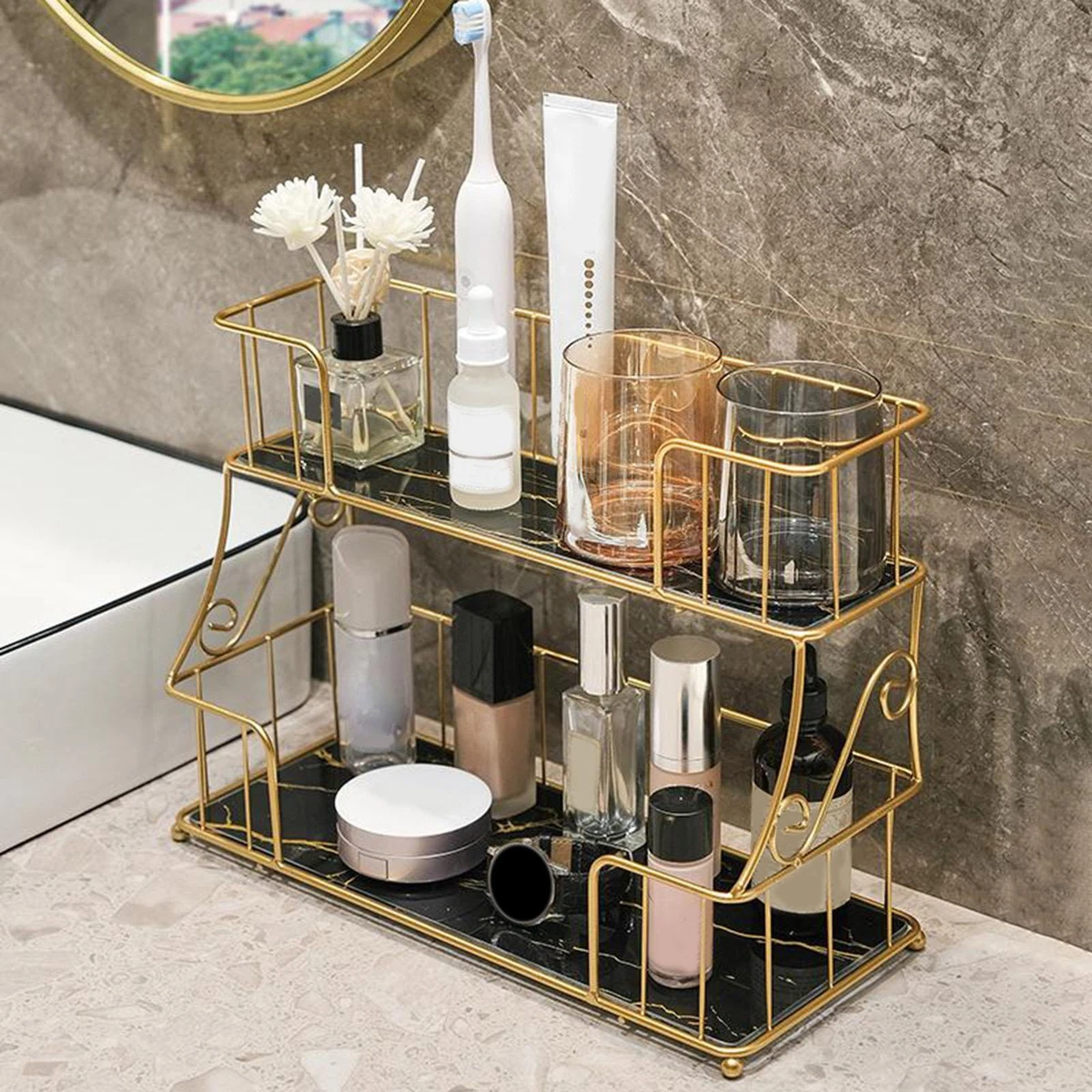 Bathroom Counter Organizer 2 Tier Countertop Storage Shelf