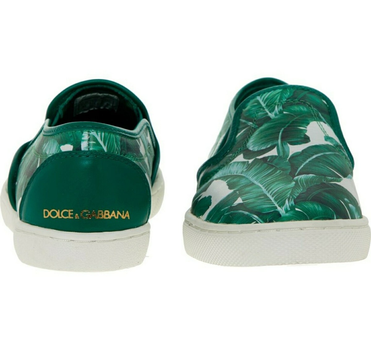DOLCE GABBANA Kids Palm Leaf Print Leather Shoes /Trainers