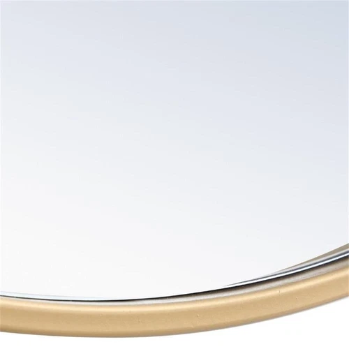 Elegant Decor Rowan 28" Round Metal Frame Hooked Mirror in Brass - Picture 9 of 11