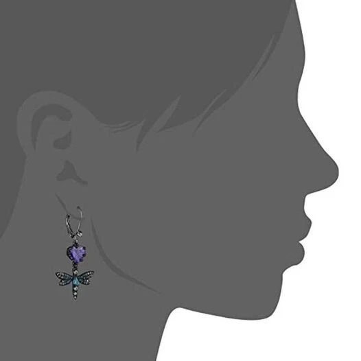 Vendedor de EE. UU. Betsey Johnson CZ y mariposa doble desajuste pendiente de caída Foto 2 de 2