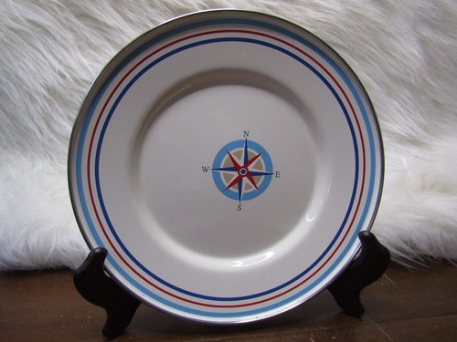 4 American Picnic Compass Nautical Enamel Metal plates Target red, white & blue - Picture 5 of 8