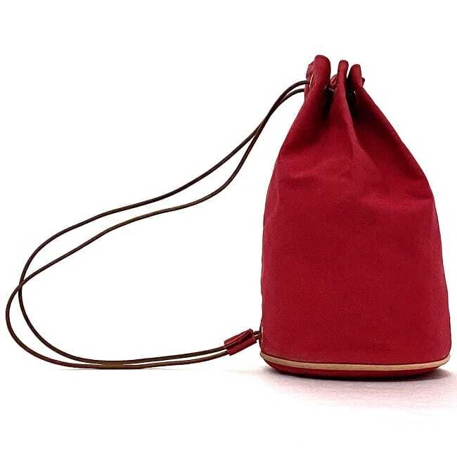 Mochila Hermes Porochon Mimil PM ec-22391 Roja Mini Ligera Algodón Lona Cuero Foto 2 de 4