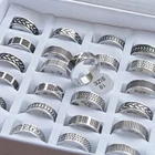Wholesale 35pcs Mix Design Fashion Rings Men Punk Stainless Steel Finger Jewelry