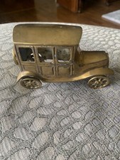 Old Vtg Collectible Brass Ford Model T Toy Car Automobile Desk Ornament