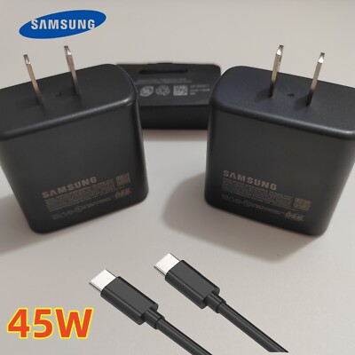 Genuine Samsung 45W Super Fast Charger Adapter USB-C Cable Galaxy S24 S23 Ultra