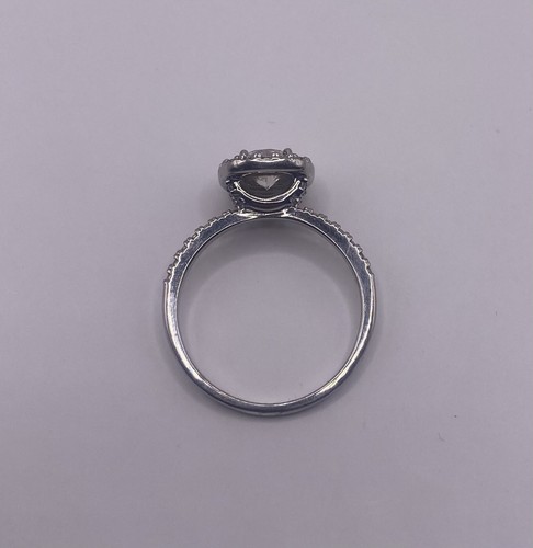 Park Lane 1 Carat Moissanite Ring with Cushion Halo - Sterling Silver, UK Q 3/4 - Picture 6 of 12
